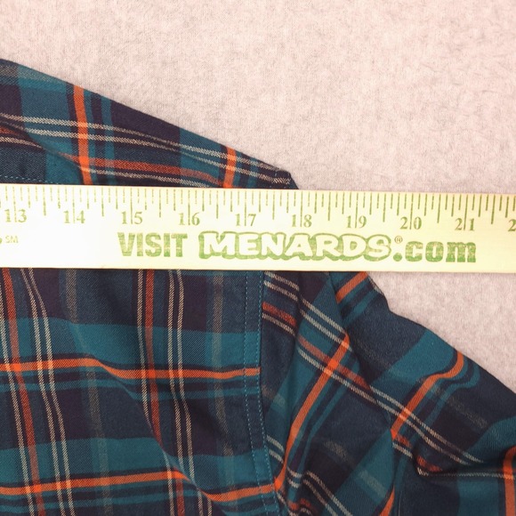 Eddie Bauer Shirt Mens M Travex Green Blue Plaid Classic Fit Long Sleeve Button - Picture 13 of 15